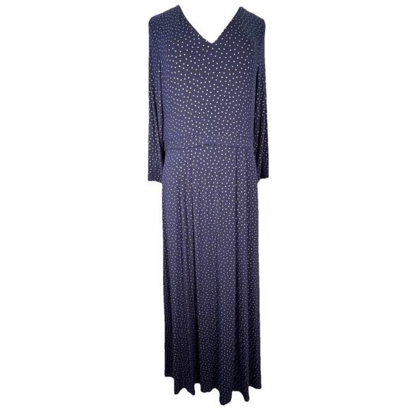 Boden Coraline Jersey Navy Metallic Spot Midi Dress Size 12 US Long Career - Picture 2 of 13